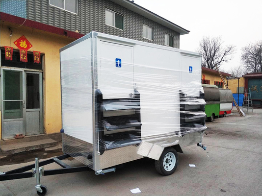 1 шаг толкает складной мобильный туалетный трейлер с RV туалет чистый и отработанный резервуар воды